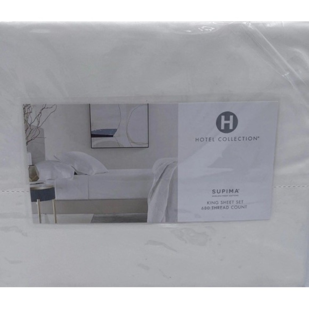 Hotel Collection King Sheets 680 TC 100% Supima Cotton White Luxury New